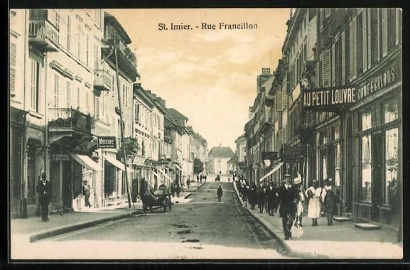 Cartoline postali: AK St. Imier, Rue Francillon, Pharmacie – Usato da Berlin venduto da bartko-reher