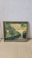 Oelgemaelde - Flusslandschaft mit Bruecke🖼️ 24.1x29.2cm