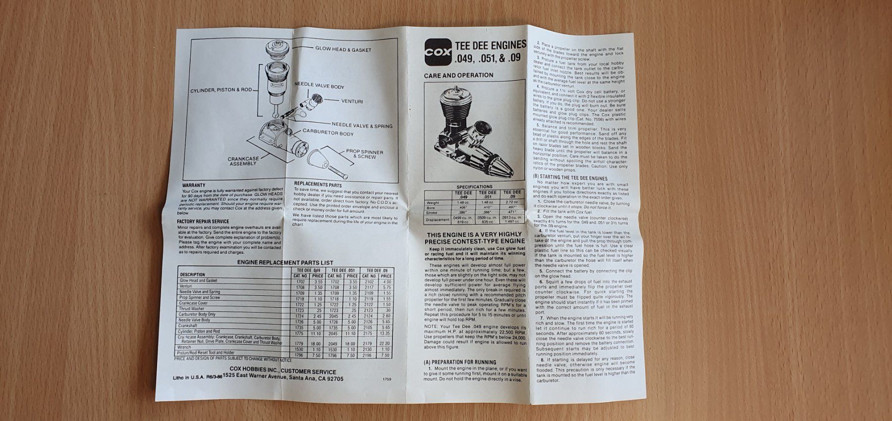 Modellismo RC: Modellmotor Cox Tee Dee .051  No 200 – Nuovo (secondo la descrizione) da Grosswangen venduto da heus 9