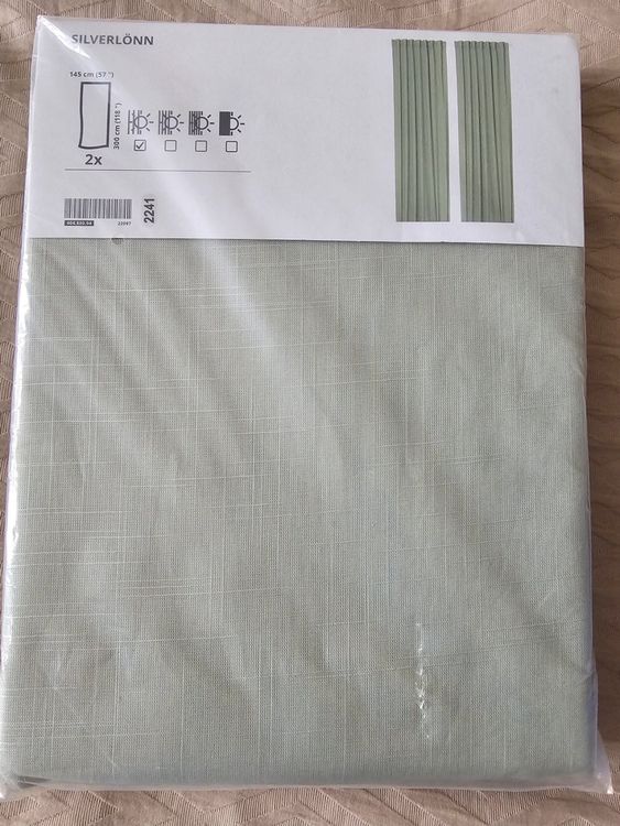 NEU! IKEA SILVERLÖNN Gardinenstore/Paar, hellgrün, 145x300 (Neu und ...