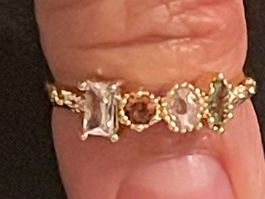 Jolie bague plaquée 56 pierres citrine cornaline améthyst