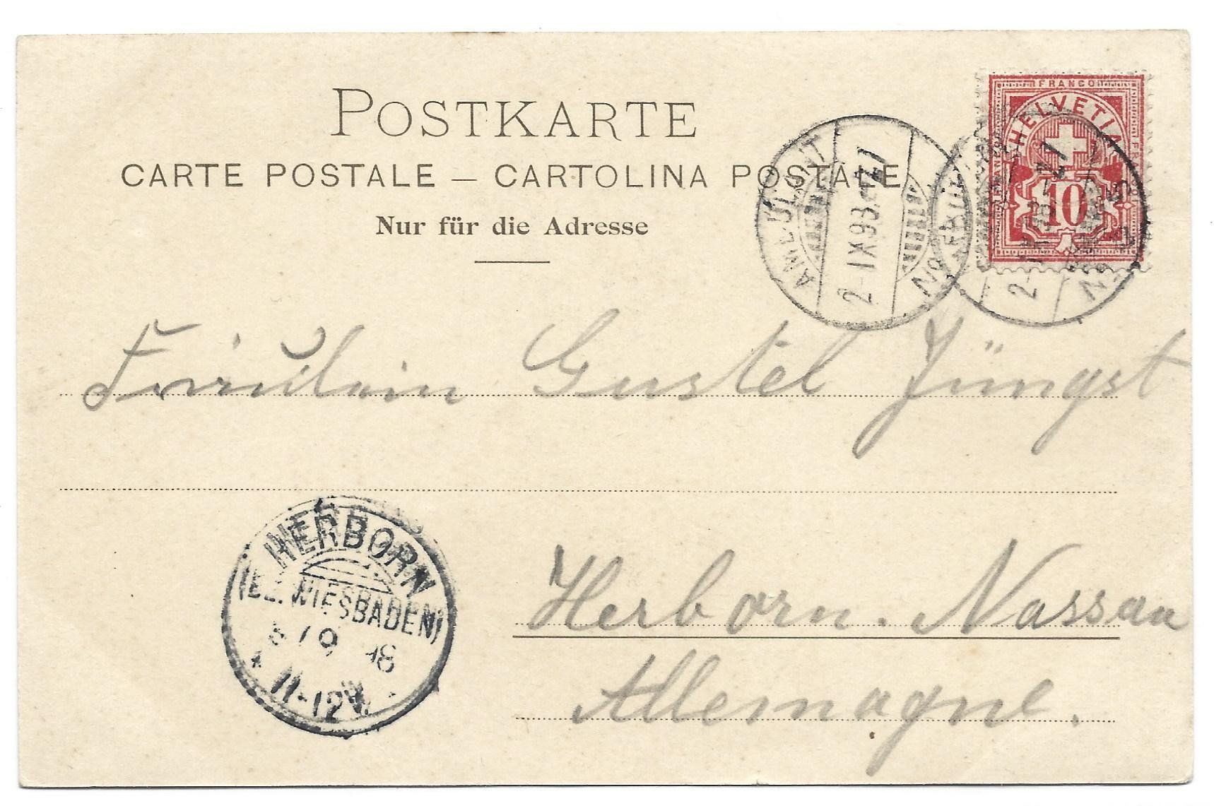 Cartoline postali: Ansichts-Postkarte 2.IX.98 mit Kreuzziffer Nr.61B – Usato da Gordola venduto da tist