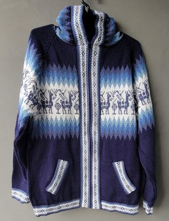 wunderschöne Alpaka Jacke Gr. M, Blau,  NEU!!!