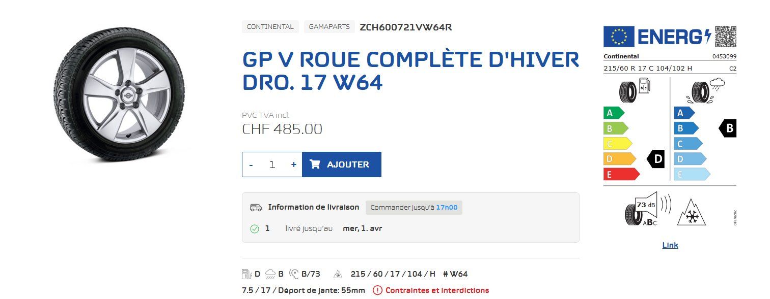 Gamaparts Pneumatici & Ruote complete: roues gamaparts W64 bus t6.1 – Nuovo e nell'imballaggio originale da Sion venduto da Her_v2yy