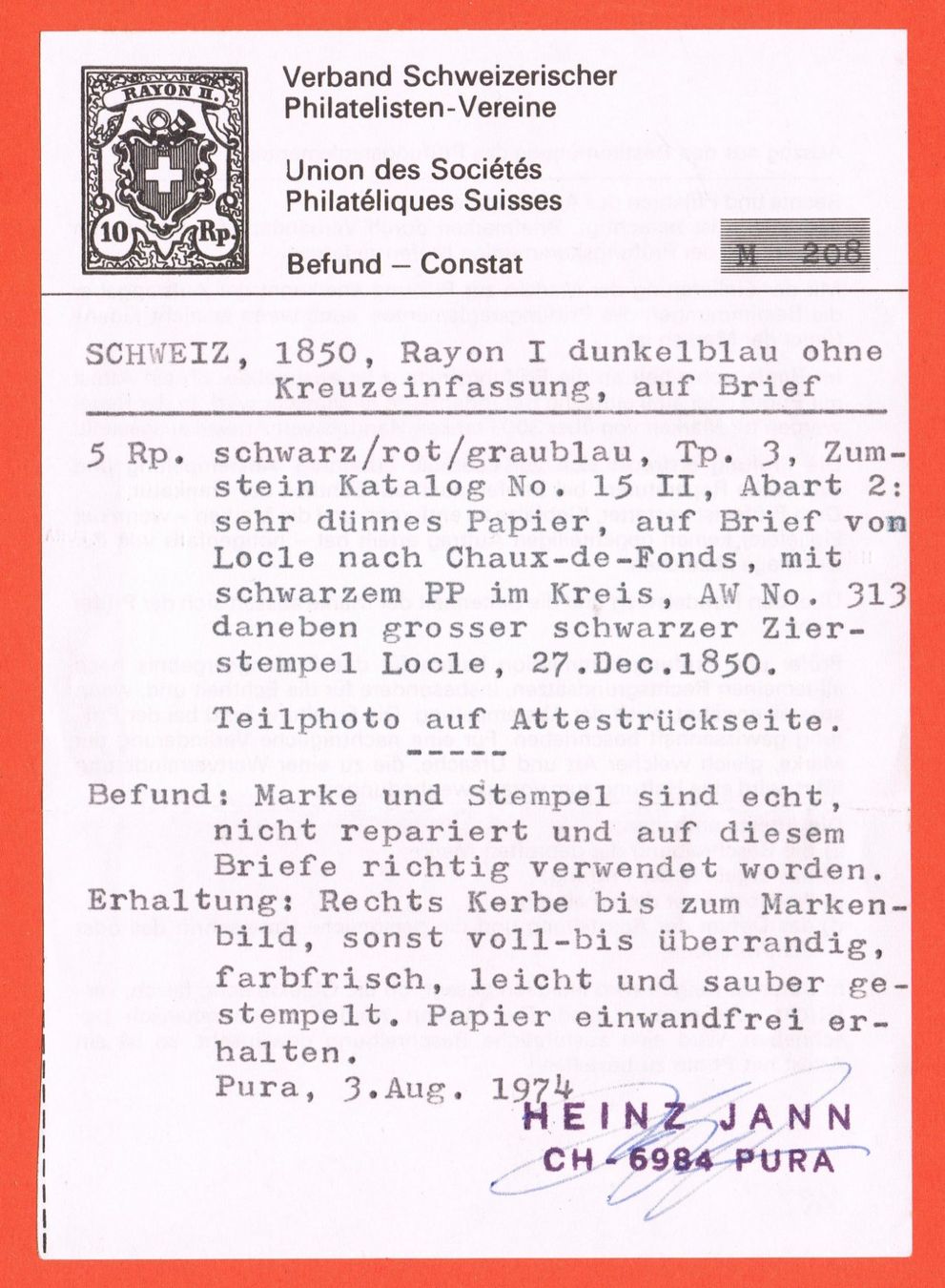 Tutti i francobolli: Rayon I (15 II) auf Brief – Usato da Biberstein venduto da Jura39 2