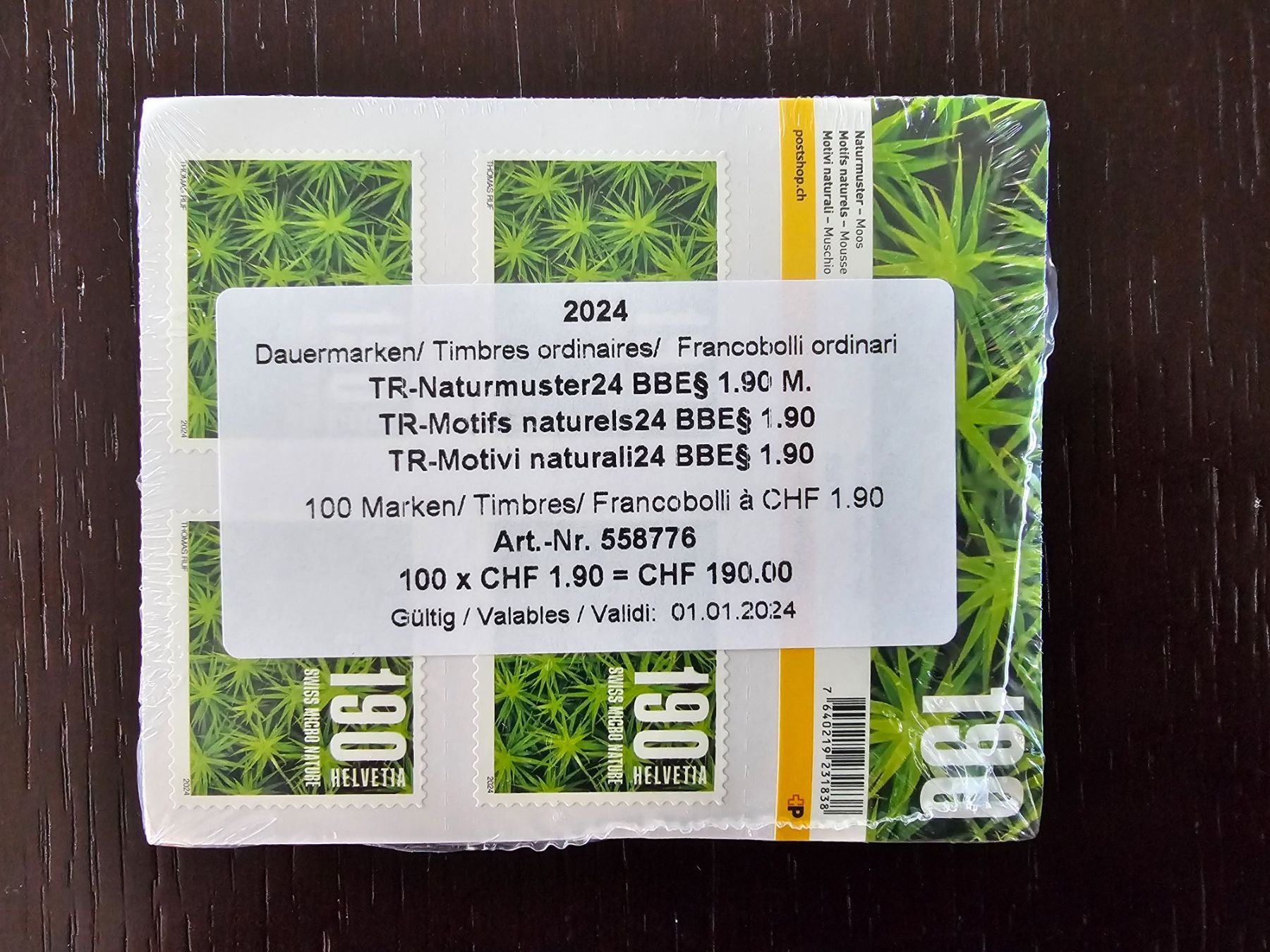 Tutti i francobolli: Briefmarken 100er Block 1.90 CHF – Nuovo e nell'imballaggio originale da Melchnau venduto da Rebeccas4900