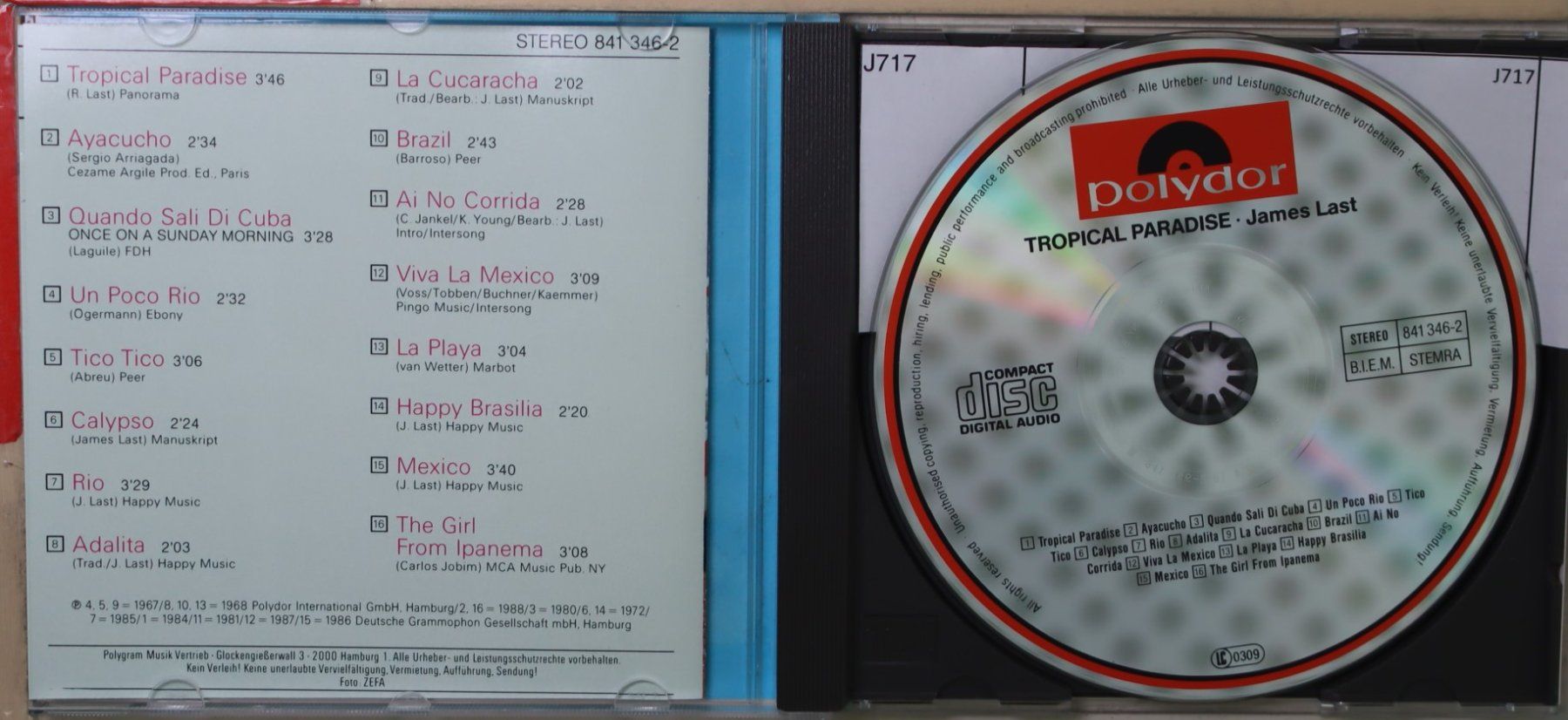 CD: James Last – Tropical Paradise – Usato da Luzern venduto da CONTENTI 1