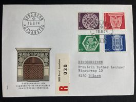 Schweiz 1974 R-FDC Satz Architektur und Kunsthandwerk