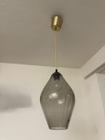 Ikea Glas Hängelampe, Rauchglas,Gold Akzente!