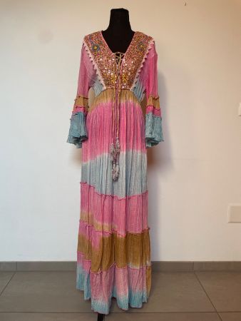 Boho Maxikleid mit Pailletten und Glitzerfäden