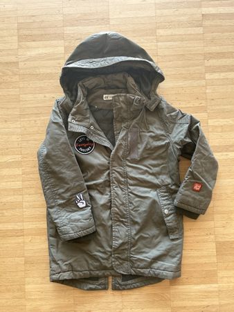 H&M Jungen Winterjacke Parka Gr. 128 Khaki grün