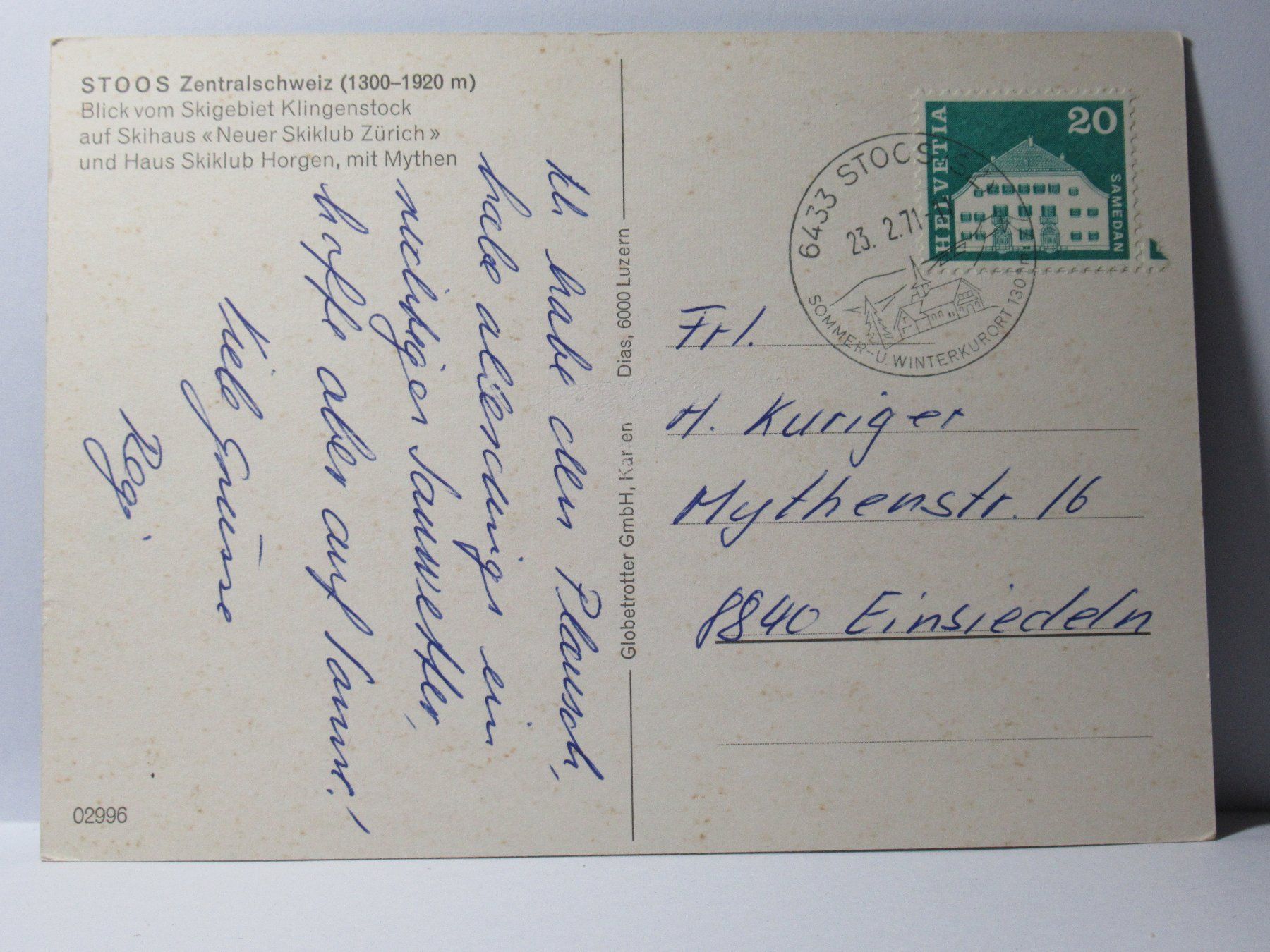 Cartoline postali: Stoos , Blick auf Skigebiet  1971 – Usato da Grenchen venduto da Bluemchen1900 1