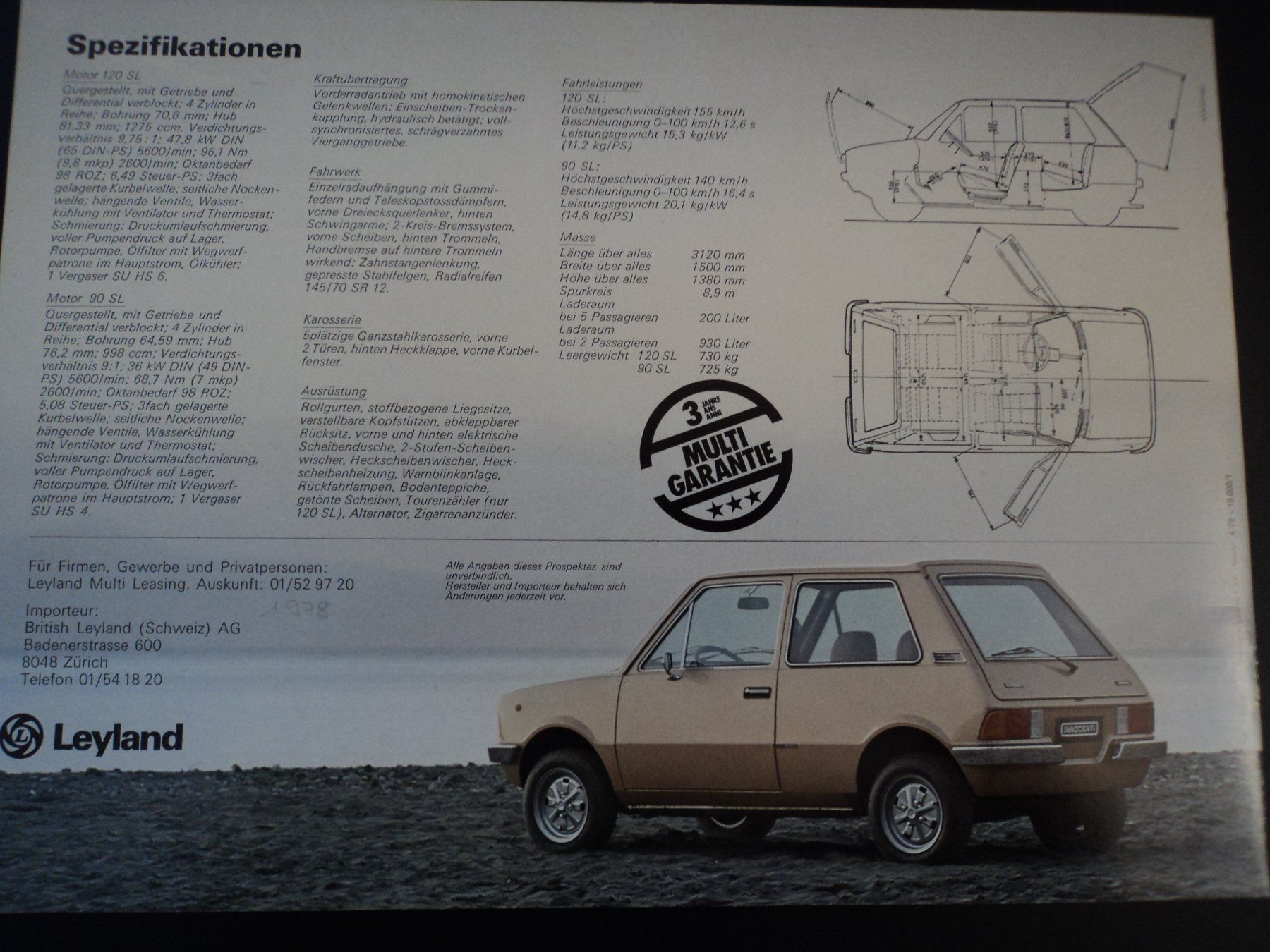 Mini Documenti: Prospekt Mini Innocenti Bertone 120SL 90SL 1978 – Usato da Schwarzenburg venduto da modelCARama 5