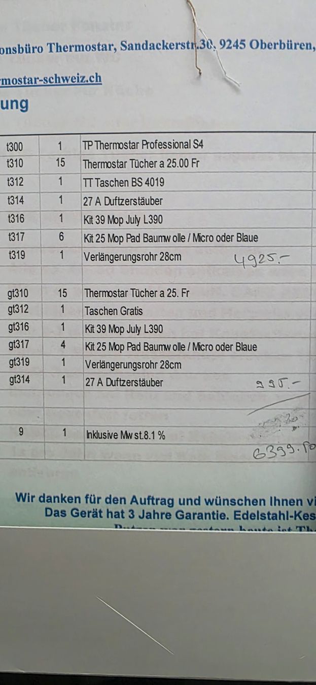 Thermostar Dampfreiniger: Termo Star Dampfreiniger – Neu (gemäss Beschreibung) aus Himmelried von Fluhstr4 4