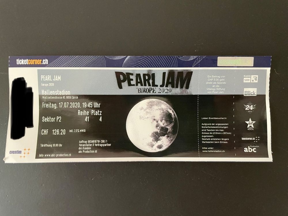 Pearl Jam Ticket Kaufen auf Ricardo