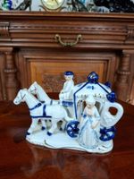 Porzellanfigur Kutsche Blau Weiss Vintage