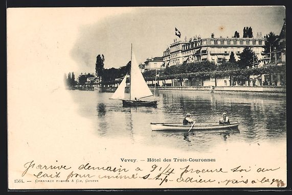 Cartoline postali: AK Vevey, Hotel des Trois-Couronnes – Usato da Berlin venduto da bartko-reher