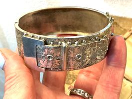 JUGENDSTIL ARMBAND SILBER 900-ER UM 1900, FRANKREICH, 30 GR
