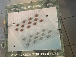 Gioco scacchi e dama 2 in 1 in vetro con scatola