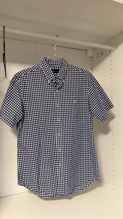 Ralph Lauren Herrenhemd Kurzarm Karo Blau/Weiss Grösse M