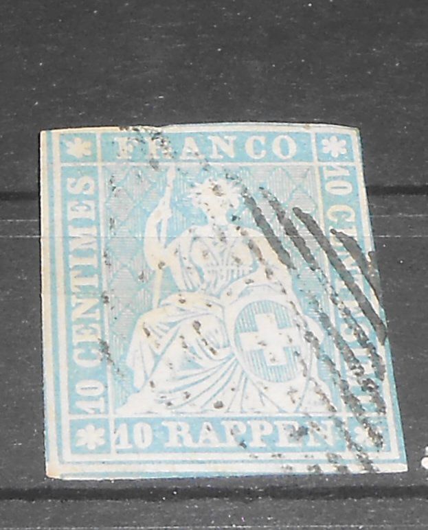 Alle Briefmarken: Strubeli hellblau 10 Rp. – Gebraucht aus Basel von Javer