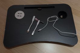 Betttisch mit USB-Anschüsse, Mini Ventilator und Lampe