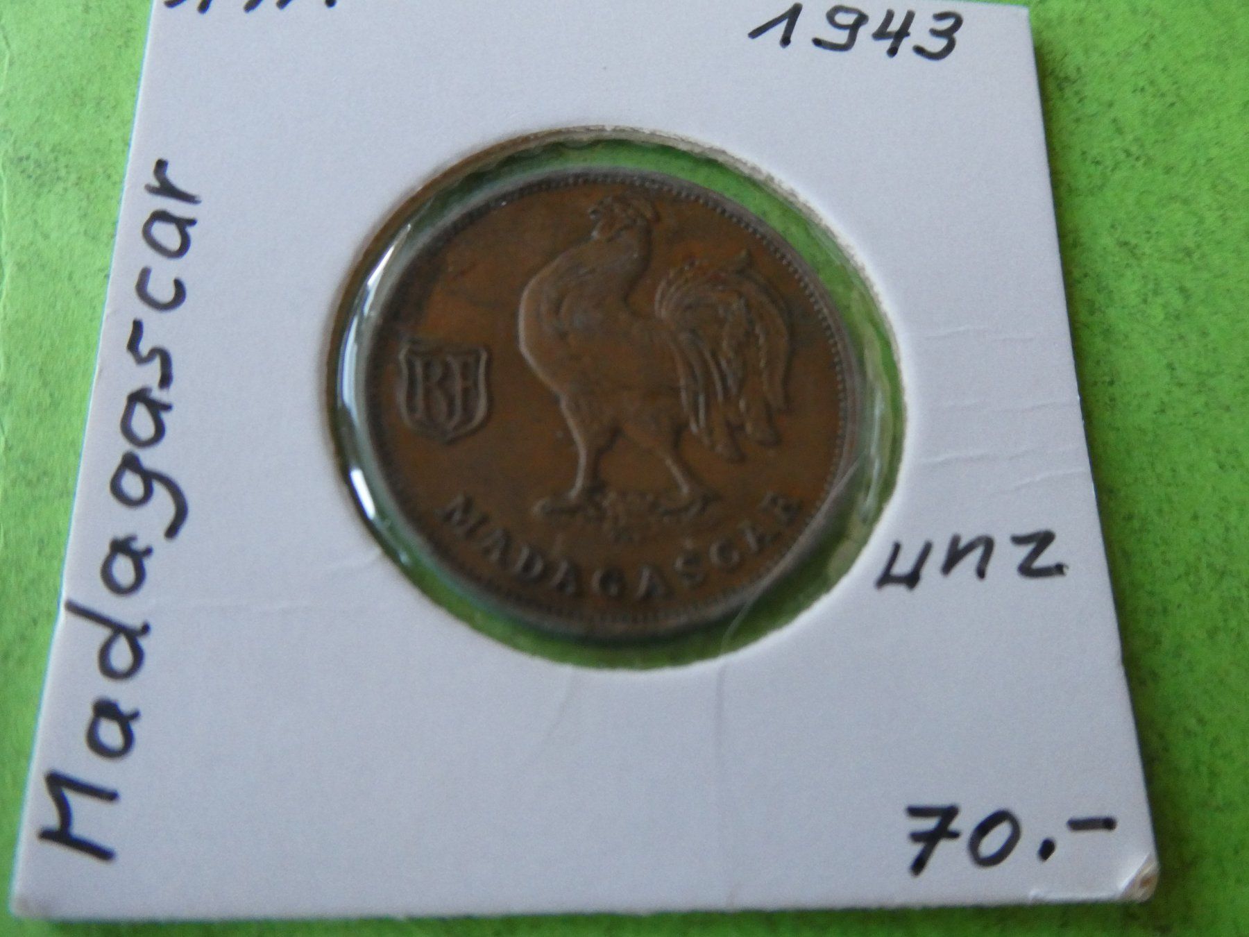 Tutti le monete: Madagaskar 1943, 1 Franc   unz – Usato da Hinterforst venduto da Rohusri