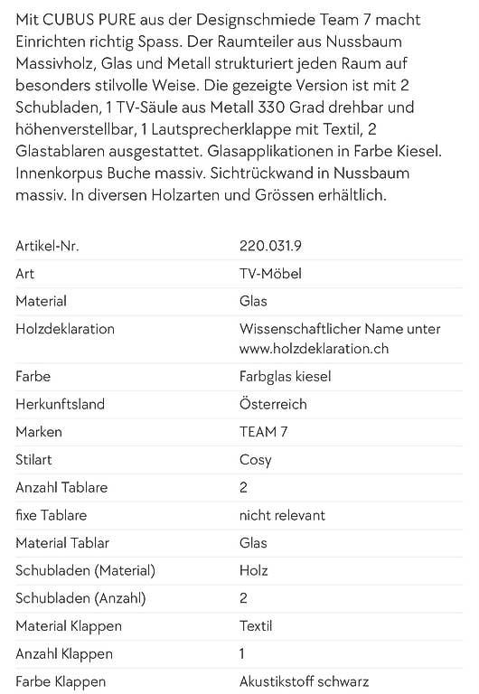 Mobili TV: Team7 TV-Möbel Cubus Pure – Usato da Hofstetten SO venduto da Katharina_Nina_Nina 3