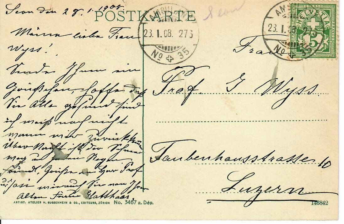 Ansichtskarten: Seon 1908 - Ambulant – Gebraucht aus Hochdorf von Ziegel-16 1