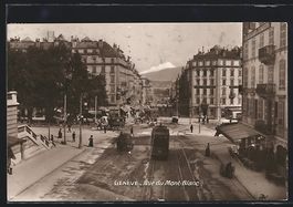 Genève, Rue du Mont-Blanc, Strassenbahn