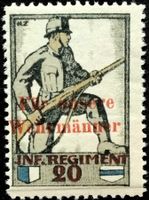 Infanterie Rgt 20, Aufdruck rot, 1.WK, Wi 4.Div 23