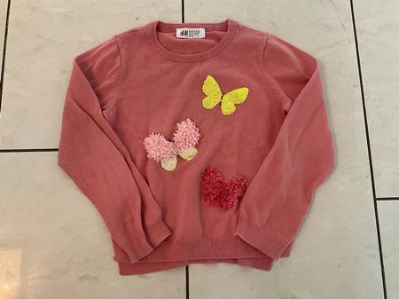 H&M Pullover Gr. 110/116, rosa mit Schmetterlingen🦋🌸💛 ...