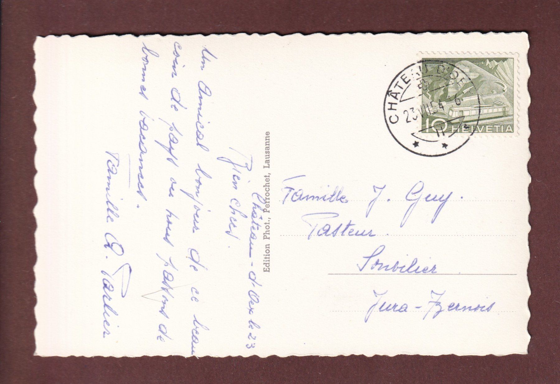 Cartoline postali: CHÂTEAU D'OEX - Pierreuse - 1954 – Usato da Pully venduto da nicecards-shop 1