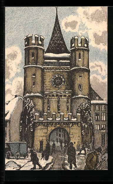 Cartoline postali: Steindruck-AK Basel, Spalentor – Usato da Berlin venduto da bartko-reher