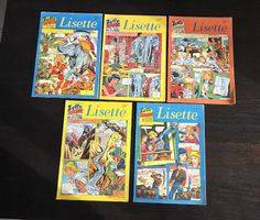 livres, Lot 5 journaux anciens LISETTE datant de 1954