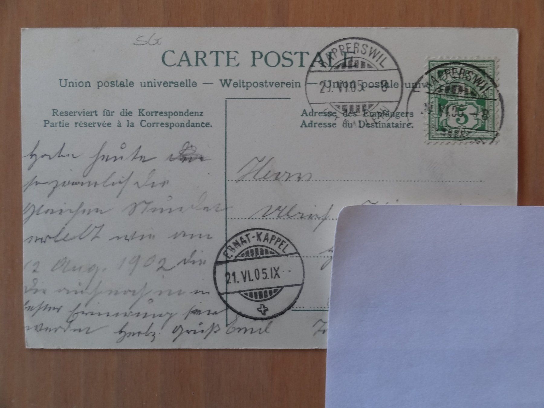 Cartoline postali: Rapperswil - Château Rapperswil, 1902 – Usato da St Léonard venduto da Riglin 1