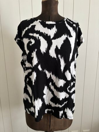 C&A Kurzarm Shirt Top schwarz/weiss - Grösse L