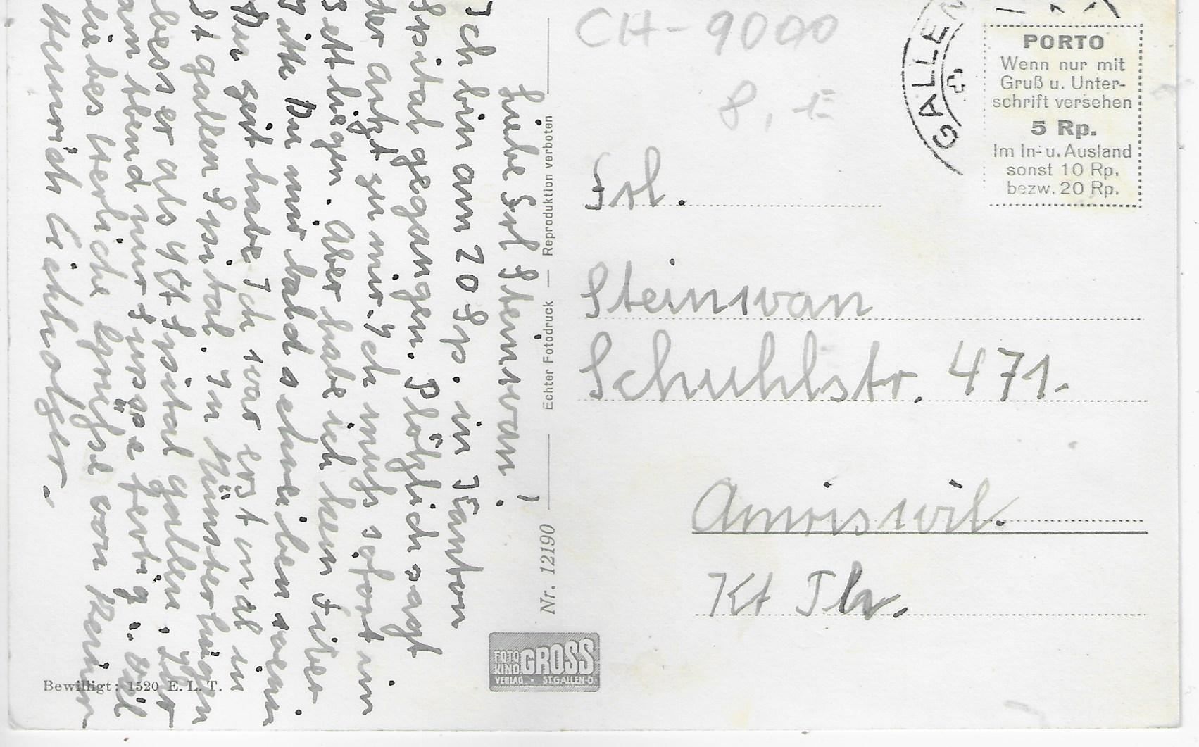 Cartoline postali: St. Gallen - Kantonsspital Haus 2 – Usato da Ettingen venduto da Kartenplanet 1