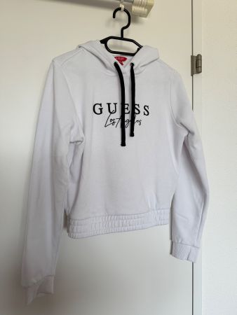Guess Hoodie cropped weiss Logo Baumwolle Damen -S- wie NEU!