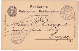 PK Kägiswil-Station (OW) 1889 früher Stempel; nach Luzern
