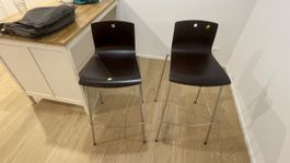 Paire de tabourets de bar en bois noir