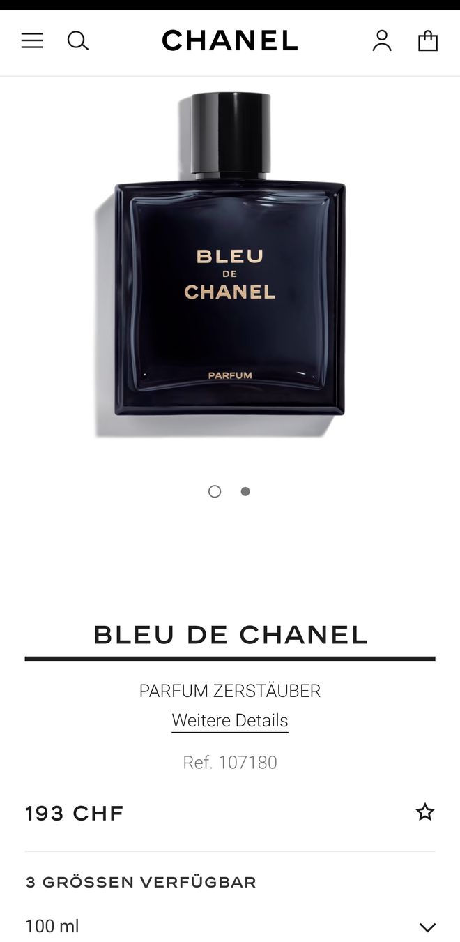 Chanel Profumi & Eau de Toilette: Bleu De Chanel Parfum 100 ml – Usato da Flawil venduto da Heartbreaker
