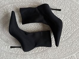 Schwarze Stretch Stoff Stiefel Top Zustand!