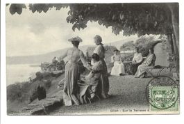Glion (VD) Des touristes sur la Terrasse de l' Hôtel - 1907