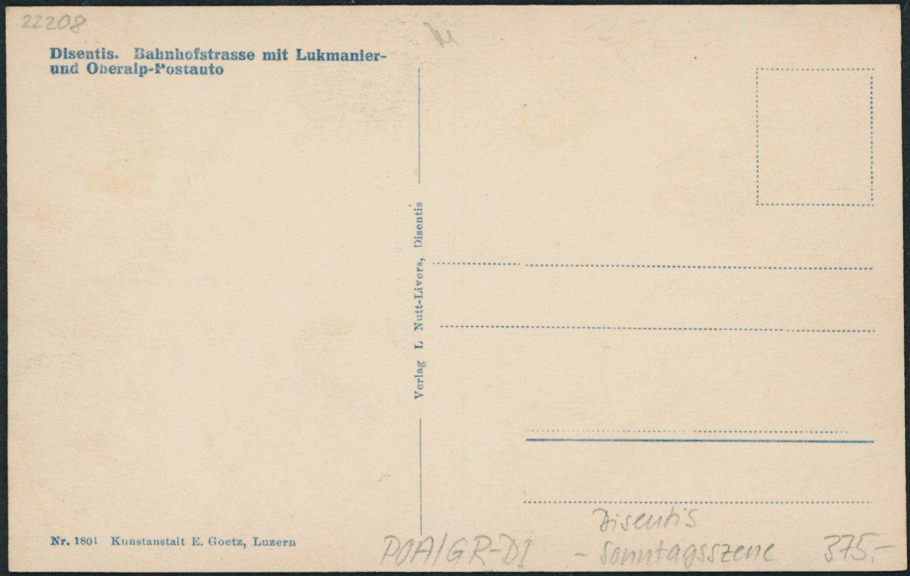 Cartoline postali: GR Disentis - Bahnhof - Bahn - Lukmanier + Oberalp Postauto – Nuovo (secondo la descrizione) da Schindellegi venduto da leecollect 1