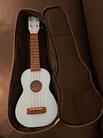 blaue Ukulele mit Tasche