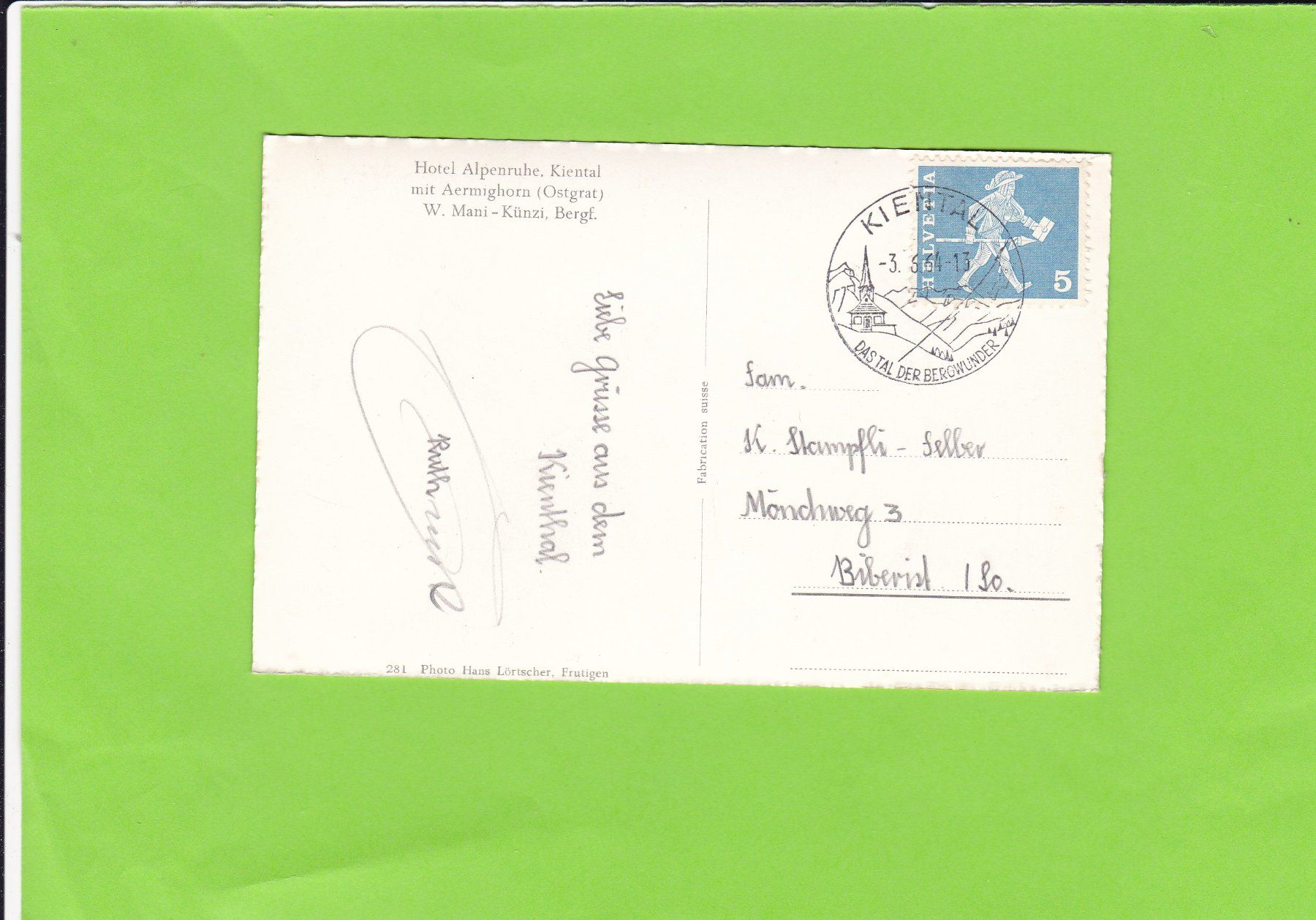 Cartoline postali: Hotel Alpenruhe. Kiental – Usato da St. Peterzell venduto da neckertal 1
