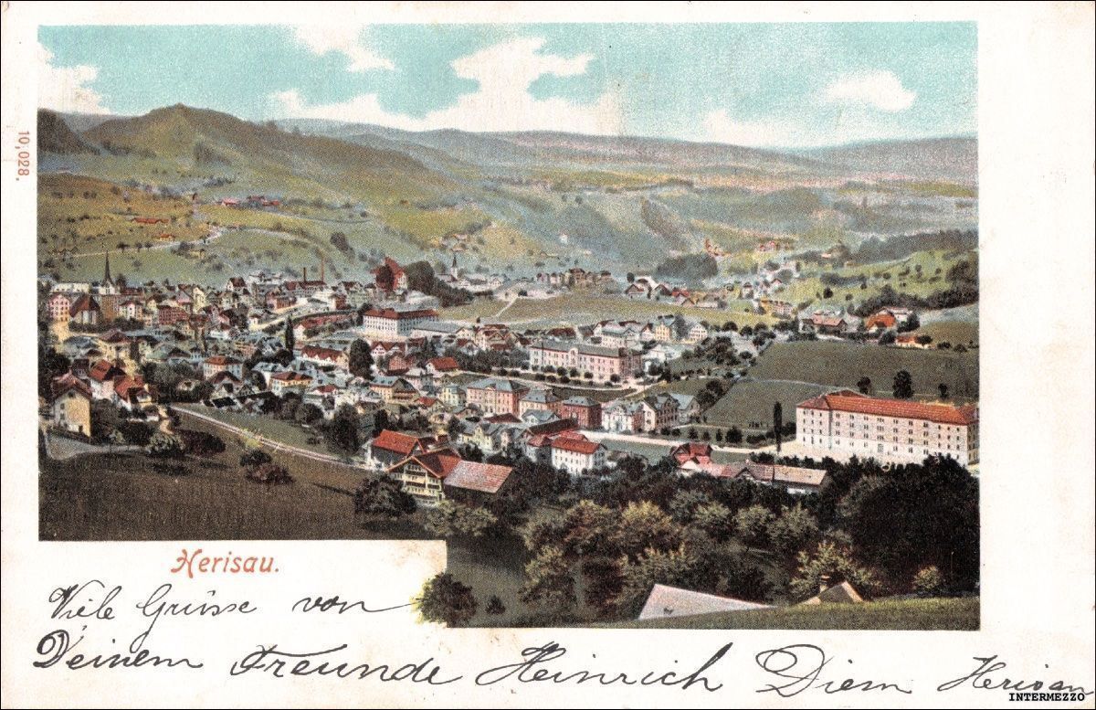 Cartoline postali: Herisau // 1901 Gesamtansicht – Usato da Basel venduto da intermezzo12