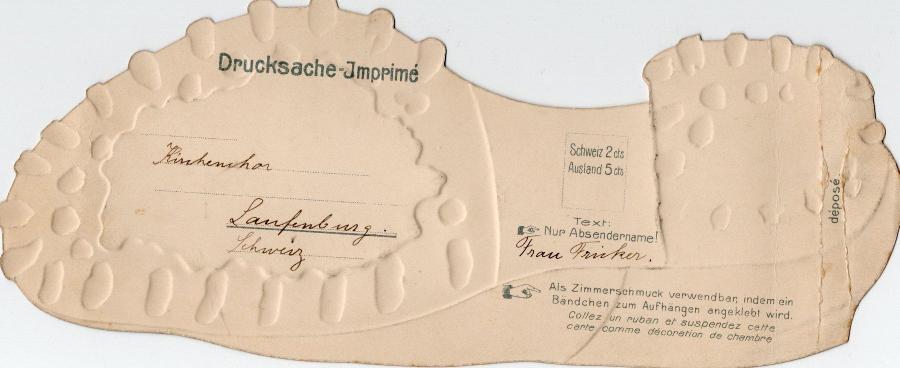Ansichtskarten: Postkarte, "Schuh" – Gebraucht aus LAUFENBURG von fix.lfbg 1