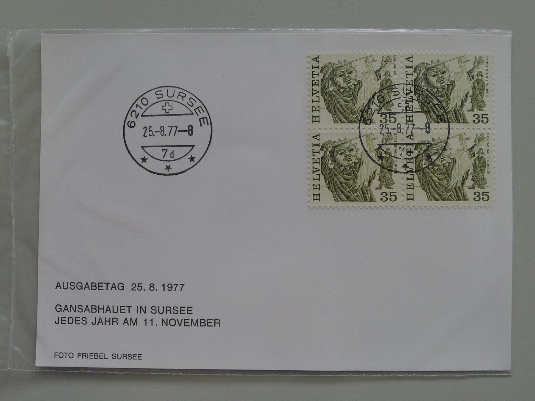 Tutti i francobolli: 1977, SURSEE Gansabhauet, verschiedene Postkarten – Usato da Sursee venduto da Luzernerraute 4